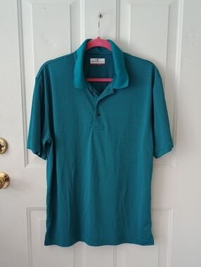 Grand Slam Teal and Black Microstripe Polo